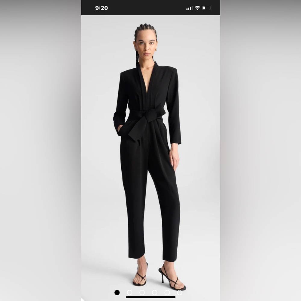 A.L.C.‎ Saks Fifth Avenue Women's Size 12 Black Jumpsuit Deep V-Neck and Pleated